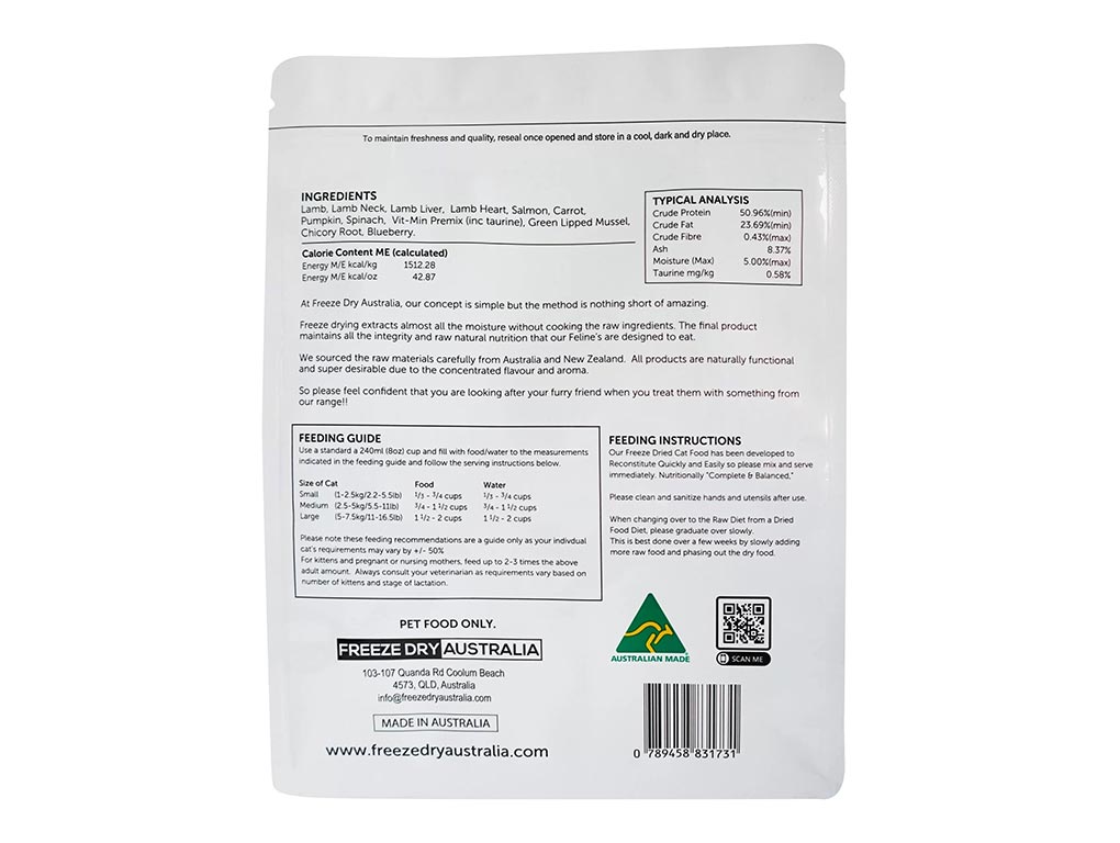 Freeze Dry Australia Cat 25g Freeze Dried 100% Lamb Raw Cat Food Dry Cat Food image 2