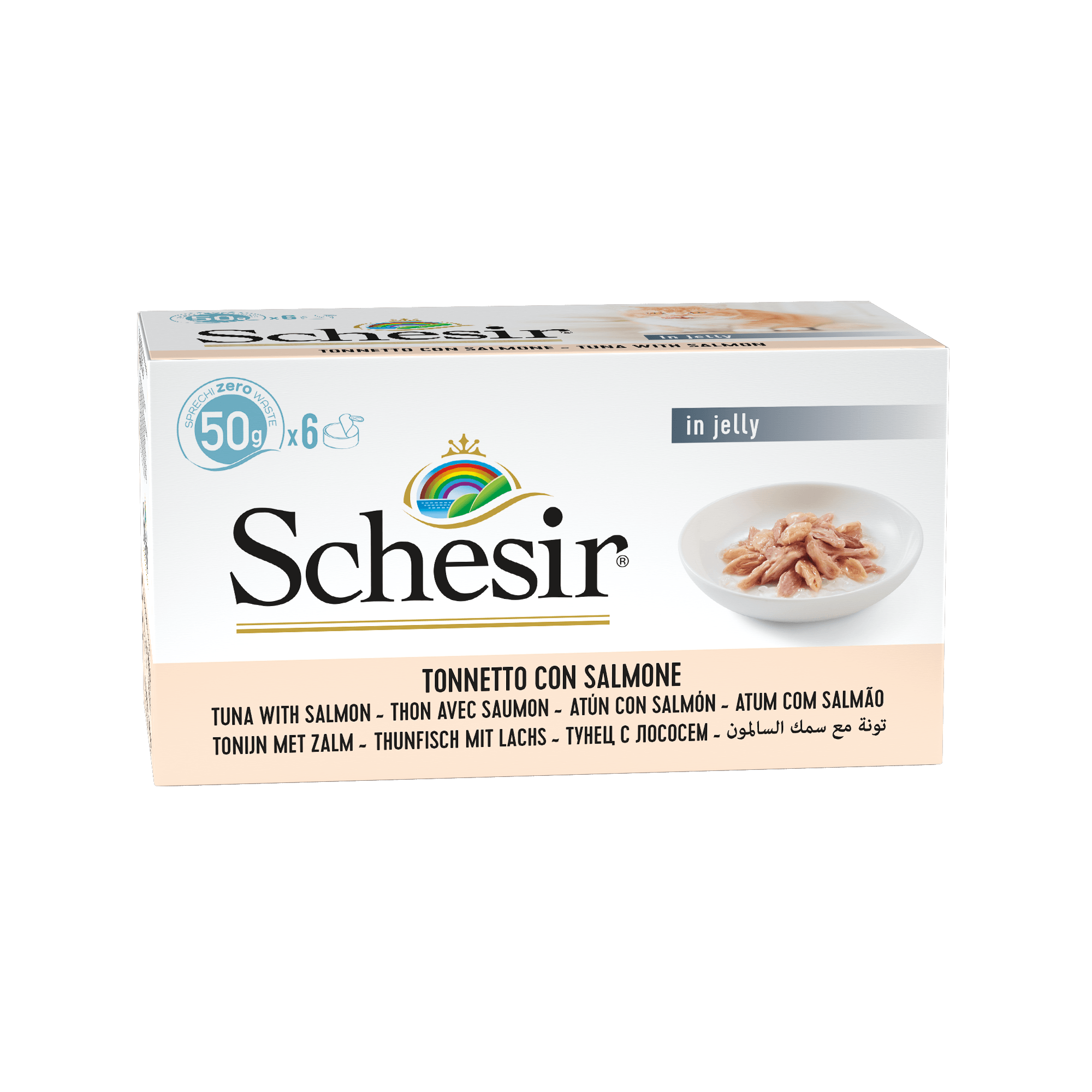 Schesir Cat Complete Nutrition Mini Meal 6x50g Tuna with Salmon in Jelly Wet Cat Food image 3