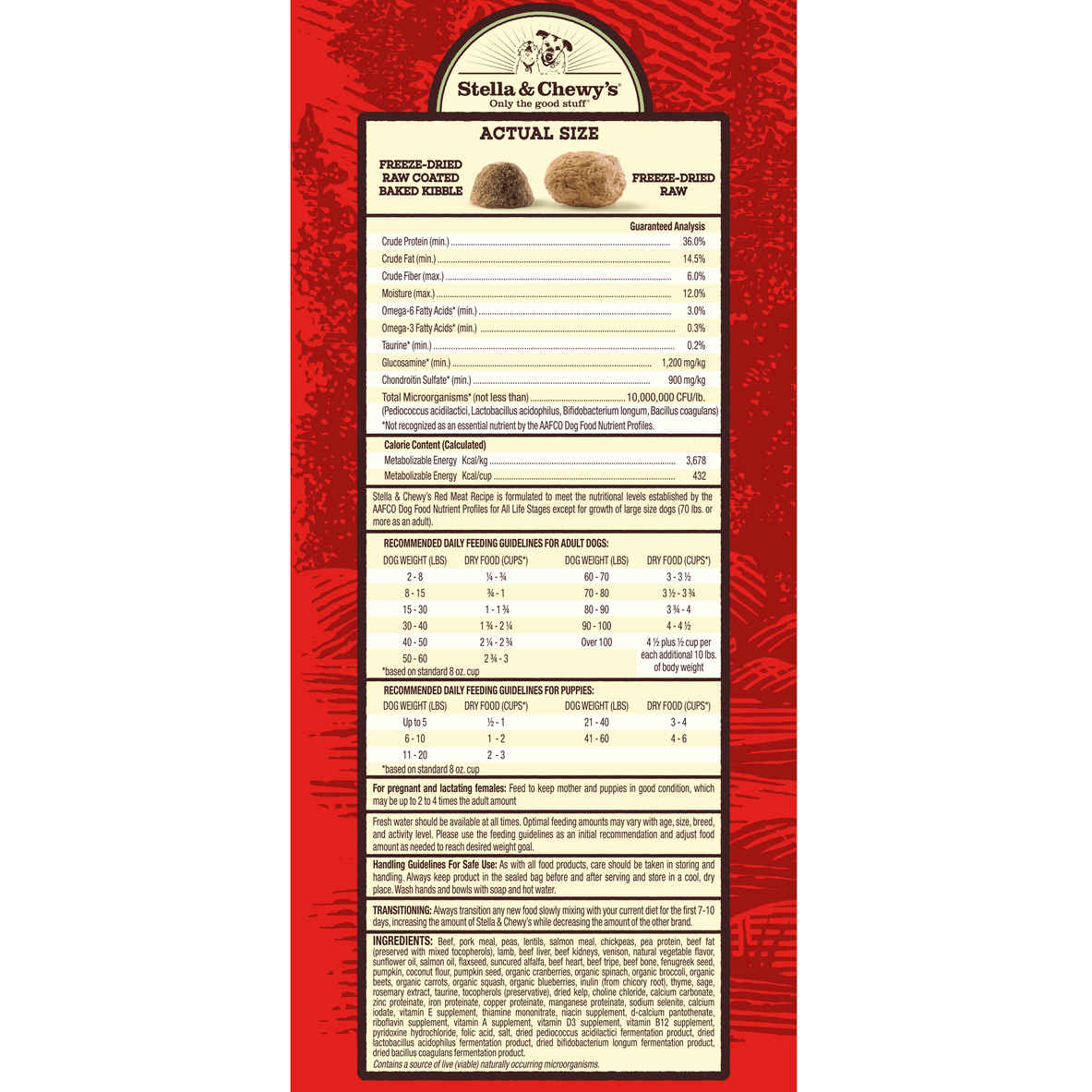Stella & Chewy's Raw Blend Baked Kibble 3.5lb (1.6kg) Lamb, Beef & Venison Dry Dog Food image 3