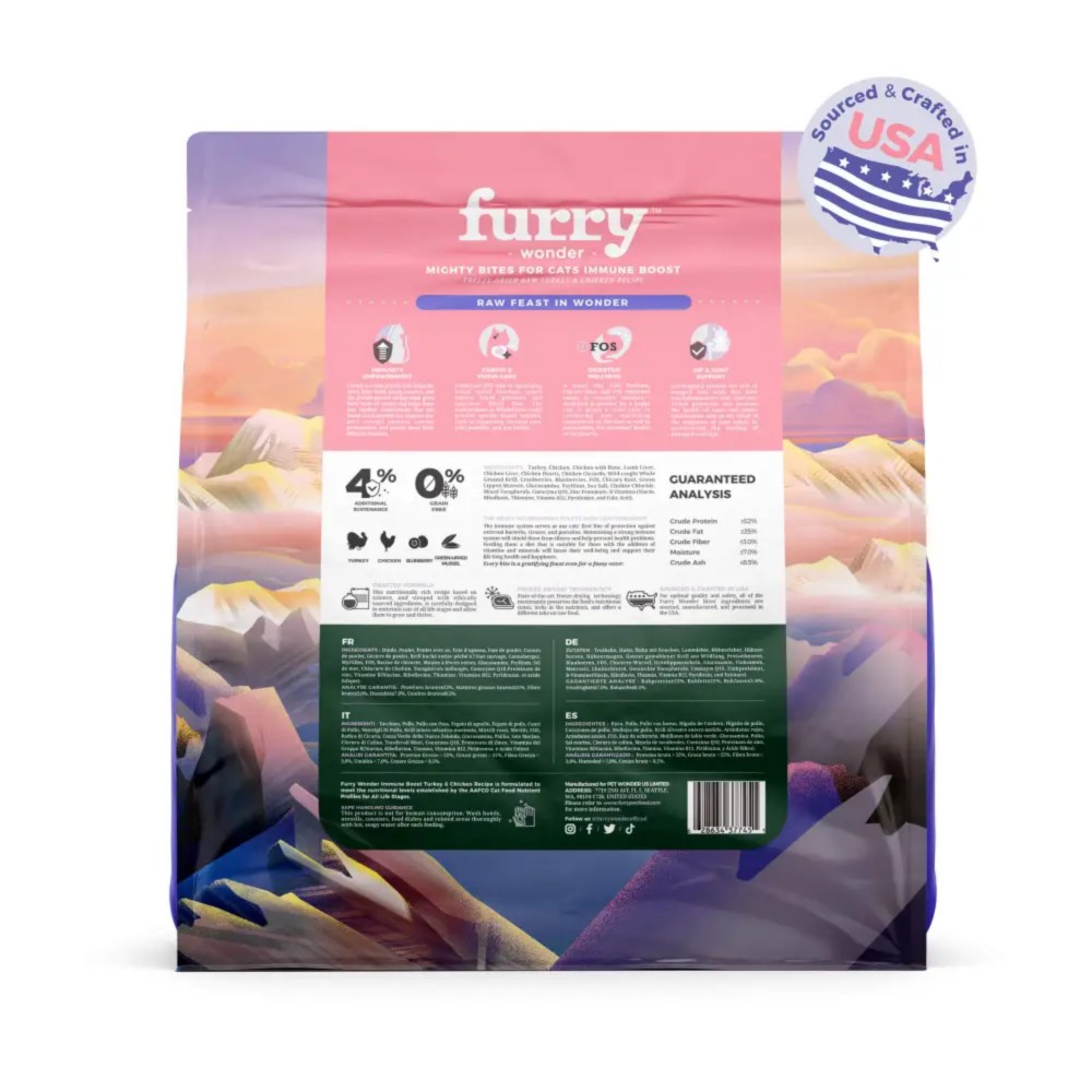 Furry Wonder IMMUNE BOOST Freeze-dried Raw Turkey & Chicken Recipe For Cats 8oz (226g) image 8