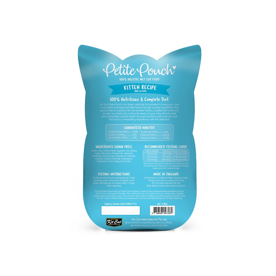 Kit Cat 70g Petite Pouch Complete & Balanced Kitten Tuna in Aspic Wet Cat Food image 2