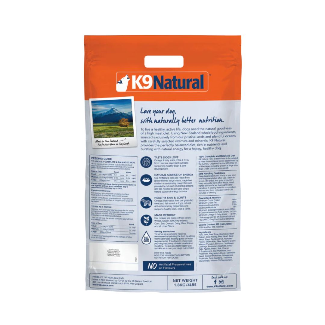 K9 Natural Dog Freeze Dried 1.8kg Hoki & Beef Feast Dry Dog Food image 3