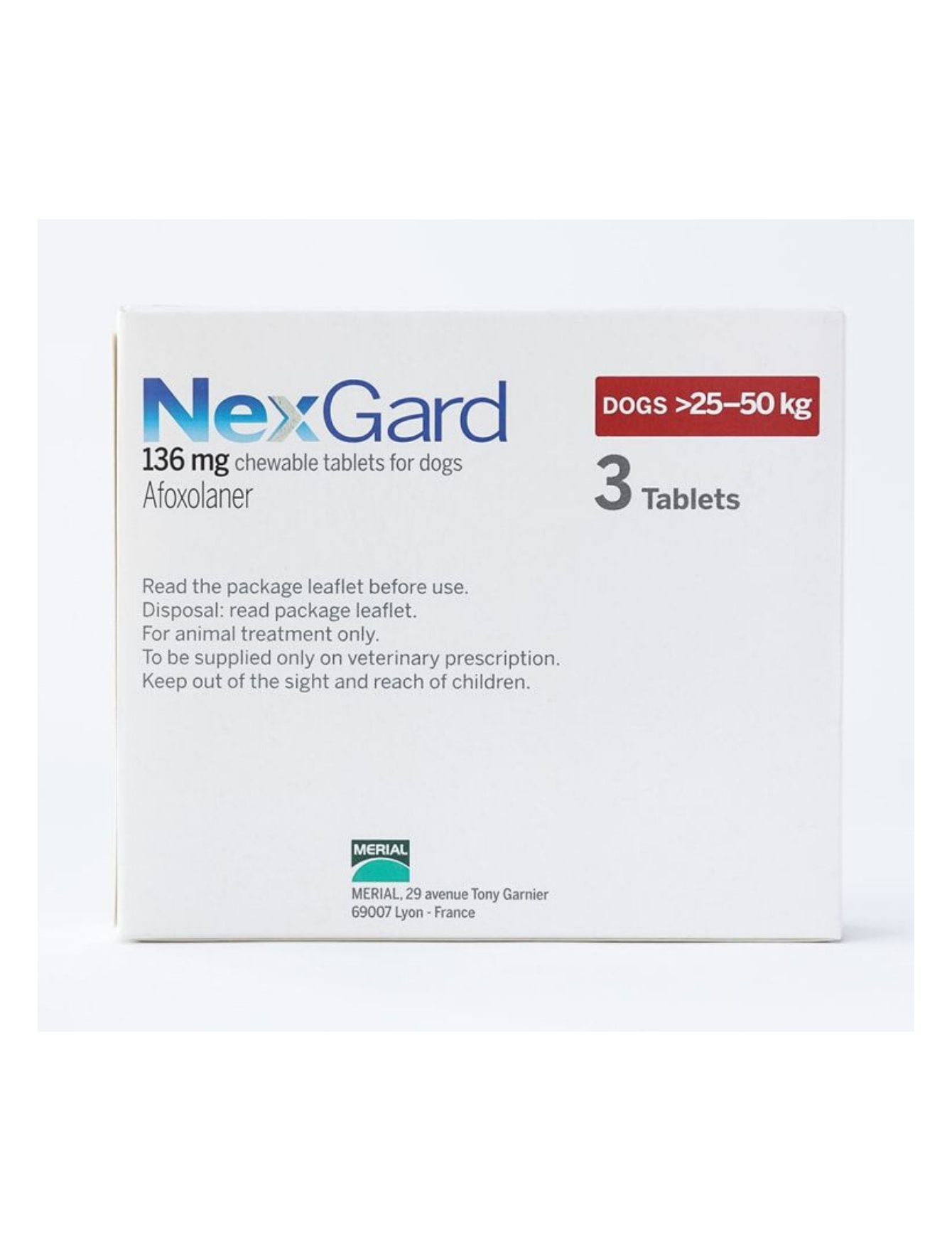 NexGard Afoxolaner 136mg Chewable Tablets for Dogs 25-50kg 6 Tablets image 2