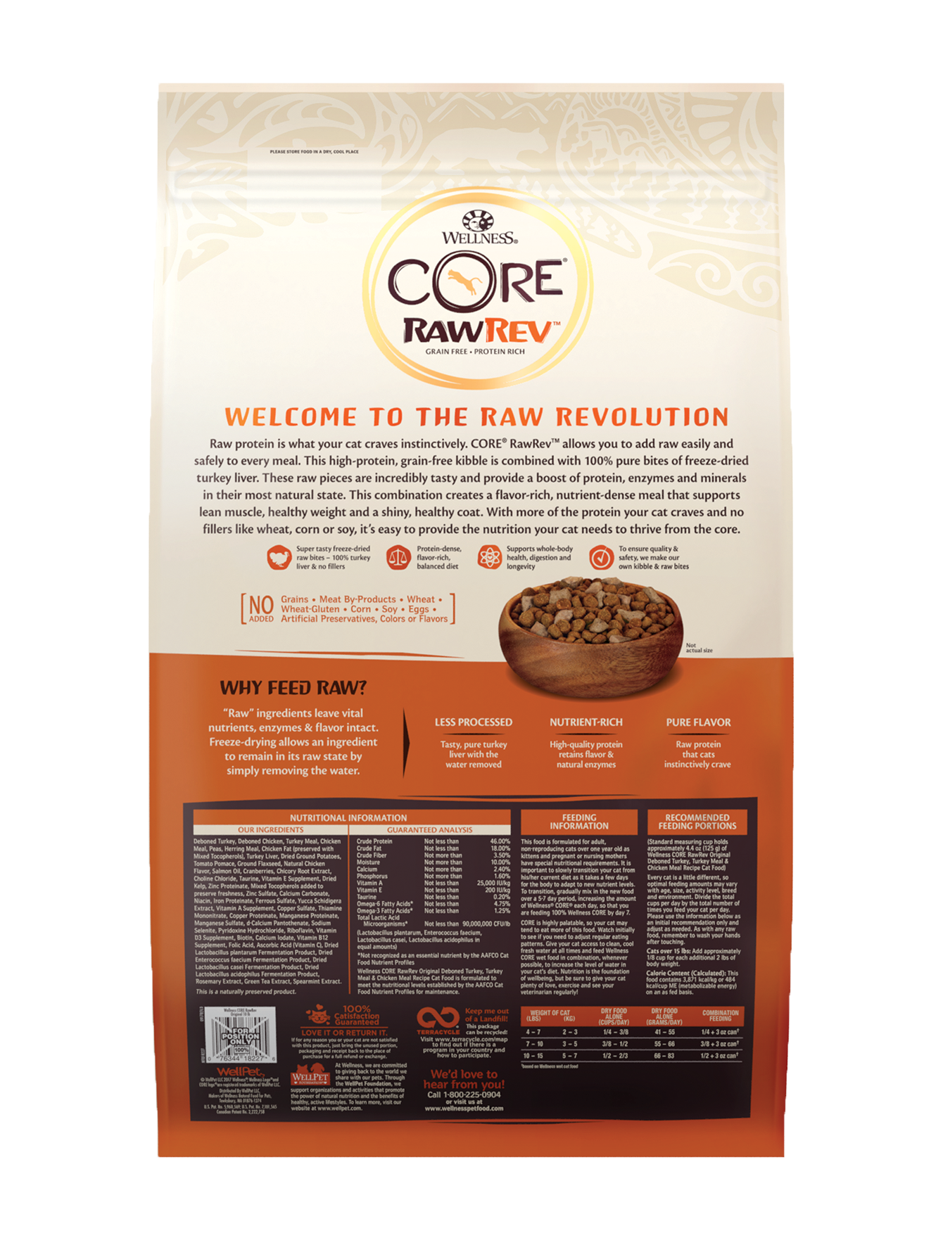Wellness CORE Cat RawRev 2kg (4.5lb) Grain Free Original with Freeze Dried Turkey Dry Cat Food image 4