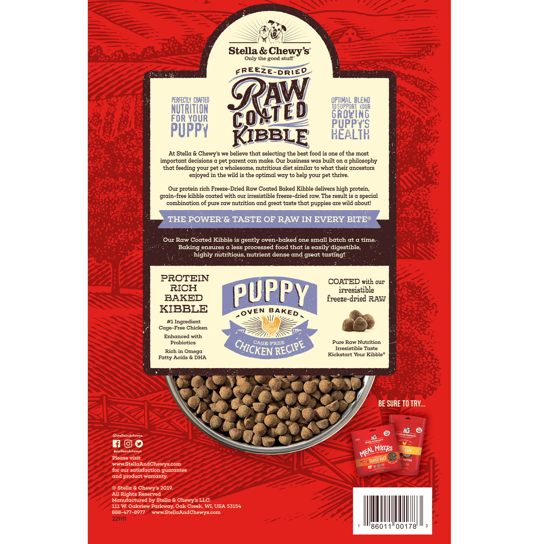 Stella & Chewy's Raw Coated Kibble 3.5lb (1.6kg) Puppy Chicken Dry Dog Food image 3