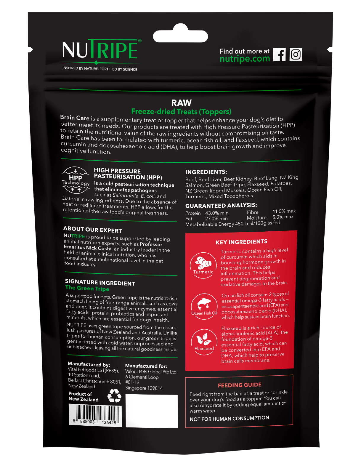Nutripe Raw Dog 50g Freeze Dried Treat Brain Care Dog Topper image 2