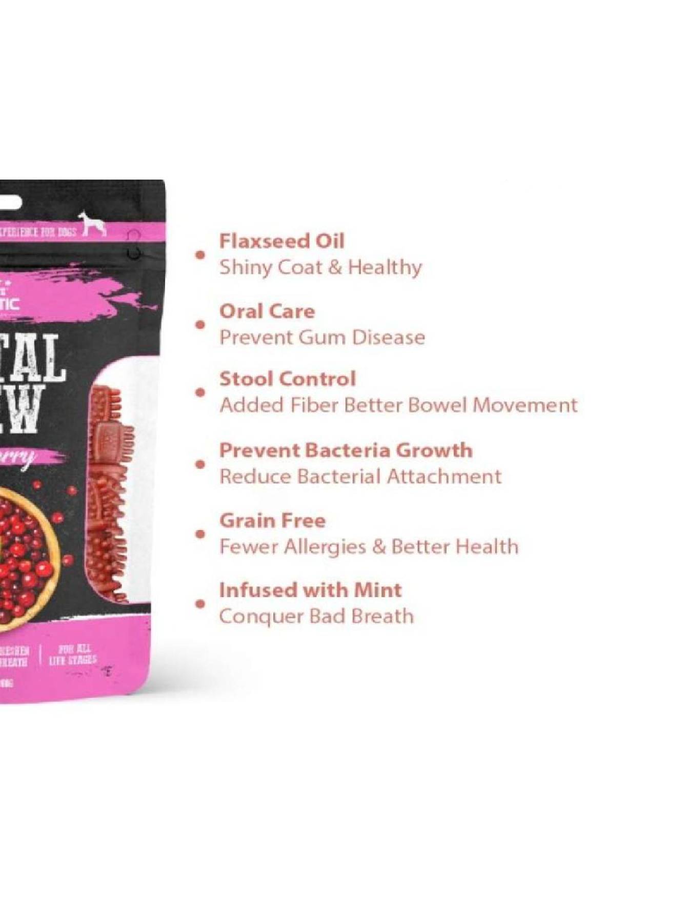 Absolute Holistic Dog 2.5" (18pcs) Dental Chew 160g Value Pack Cranberry Dog Treat image 5