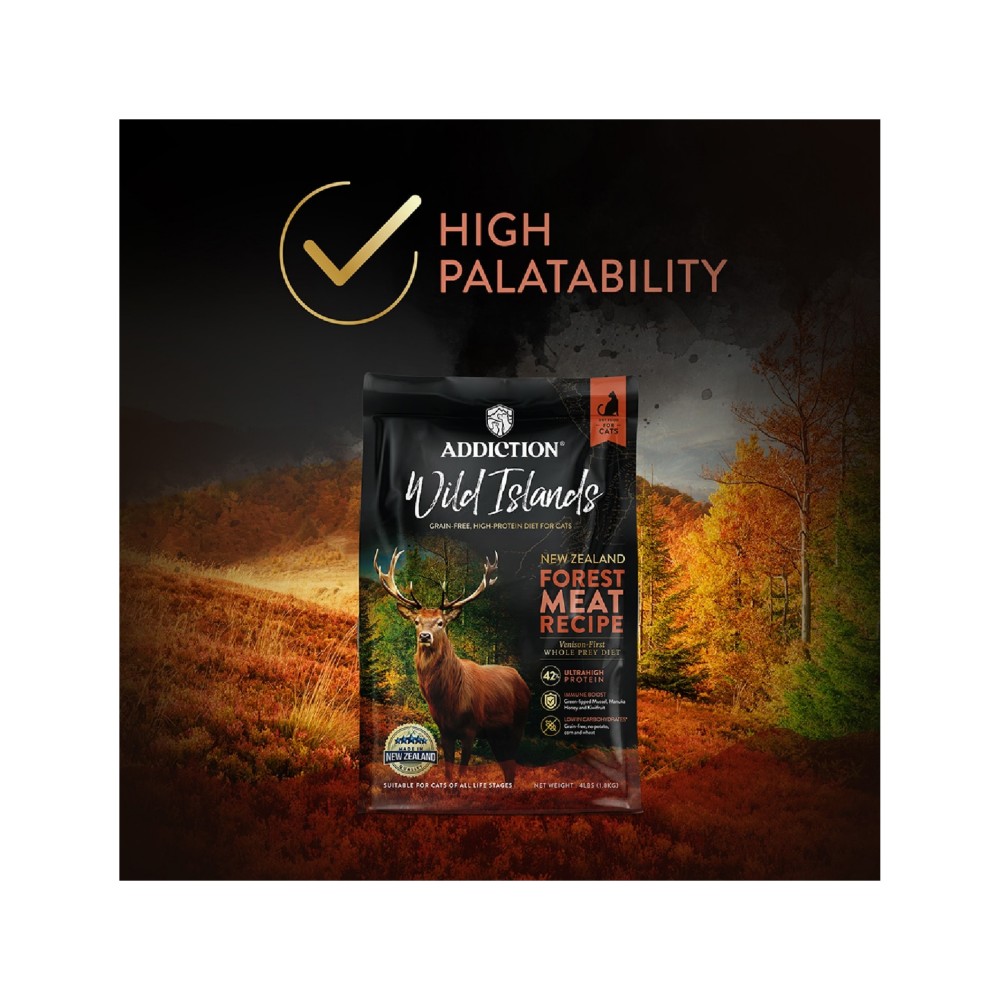Addiction Cat 4.5kg Wild Islands Forest Meat Grain-Free Venison Dry Cat Food (EXP: 30 Sep 2026) image 2