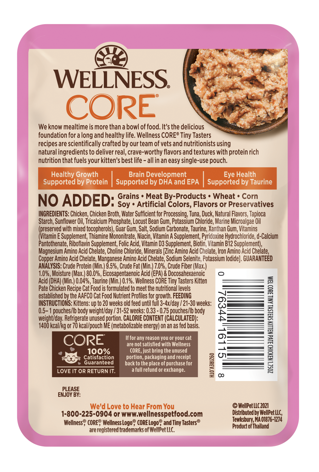 Wellness CORE Cat 50g Tiny Tasters Smooth Pate Kitten Chicken Wet Cat Food image 2