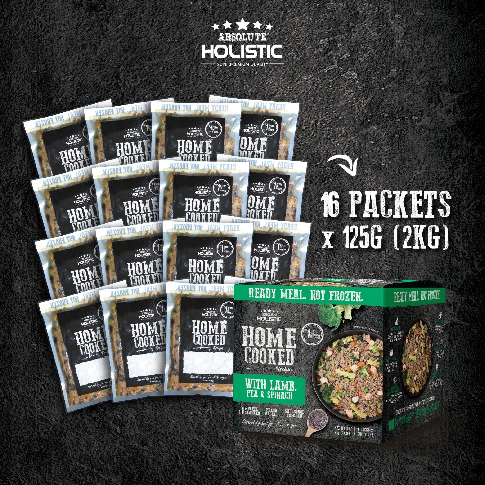 Absolute Holistic Home Cooked Recipe 2kg (125G X 16) Salmon, Peas & Pumpkin Dog Food image 6