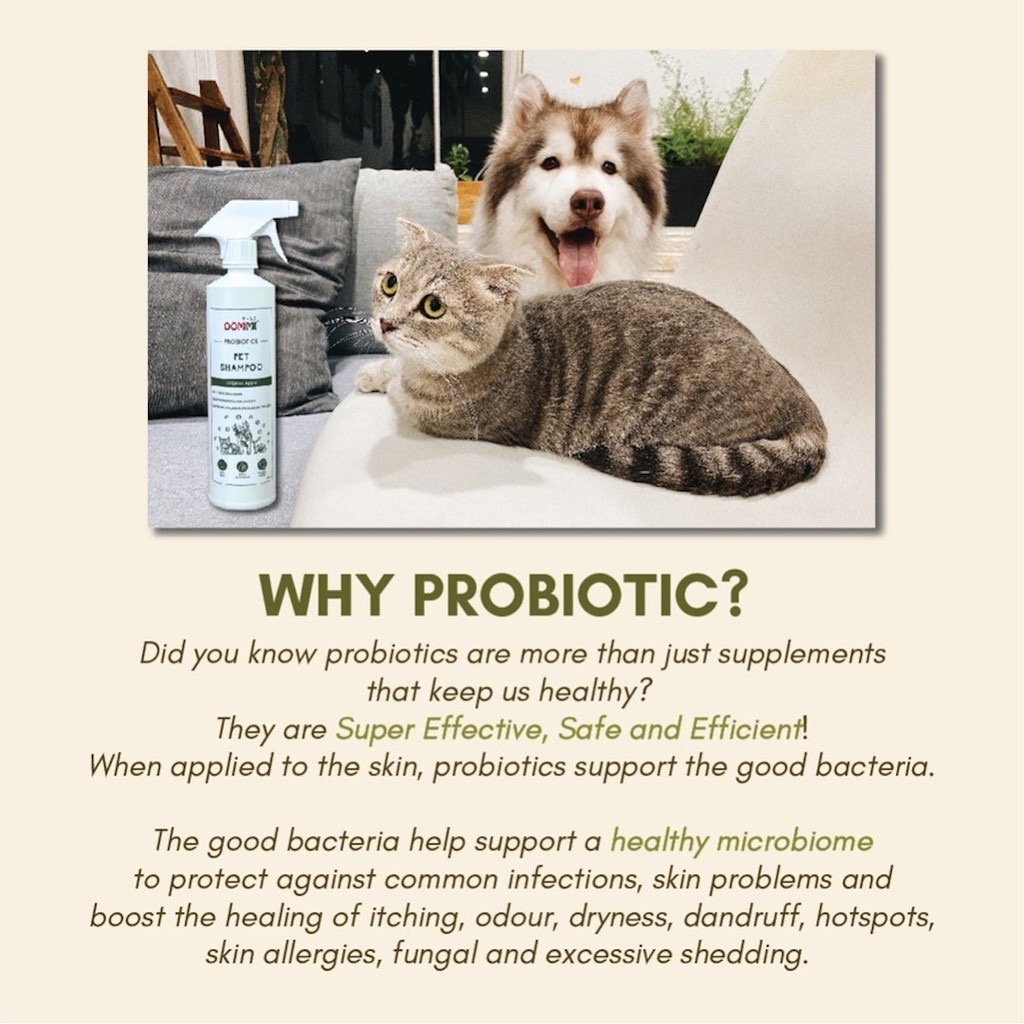 OOMMI 500ml Probiotics Hypoallergenic Pet Shampoo for Sensitive Skin image 3