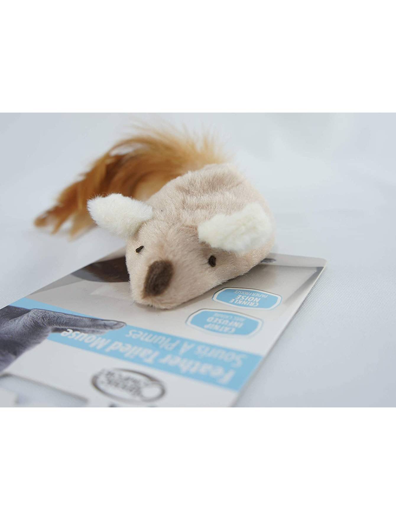 AFP Classic Comfort Feather Tailed Mouse Cat Toy White White image 5