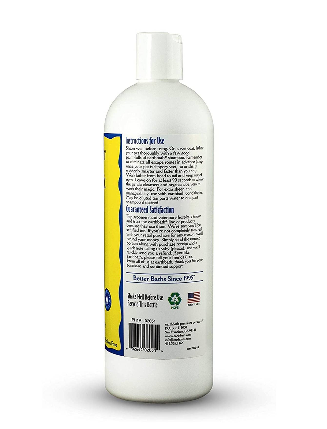 Earthbath 16oz Hypoallergenic Fragrance Free Pet Shampoo (472ml) image 2