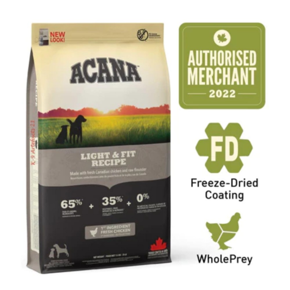 Acana Dog Heritage Freeze-Dried Coated 11.4kg Light And Fit Dry Dog Food image 2