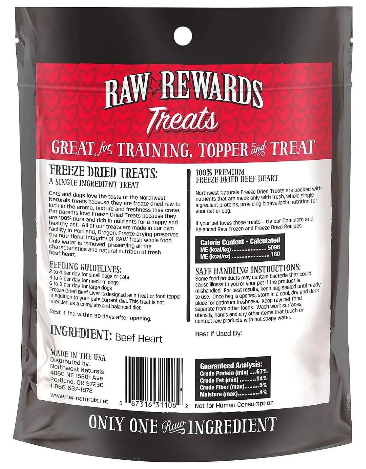 Northwest Naturals Raw Rewards 3oz Freeze Dried Beef Heart Treats for Dogs & Cats image 3