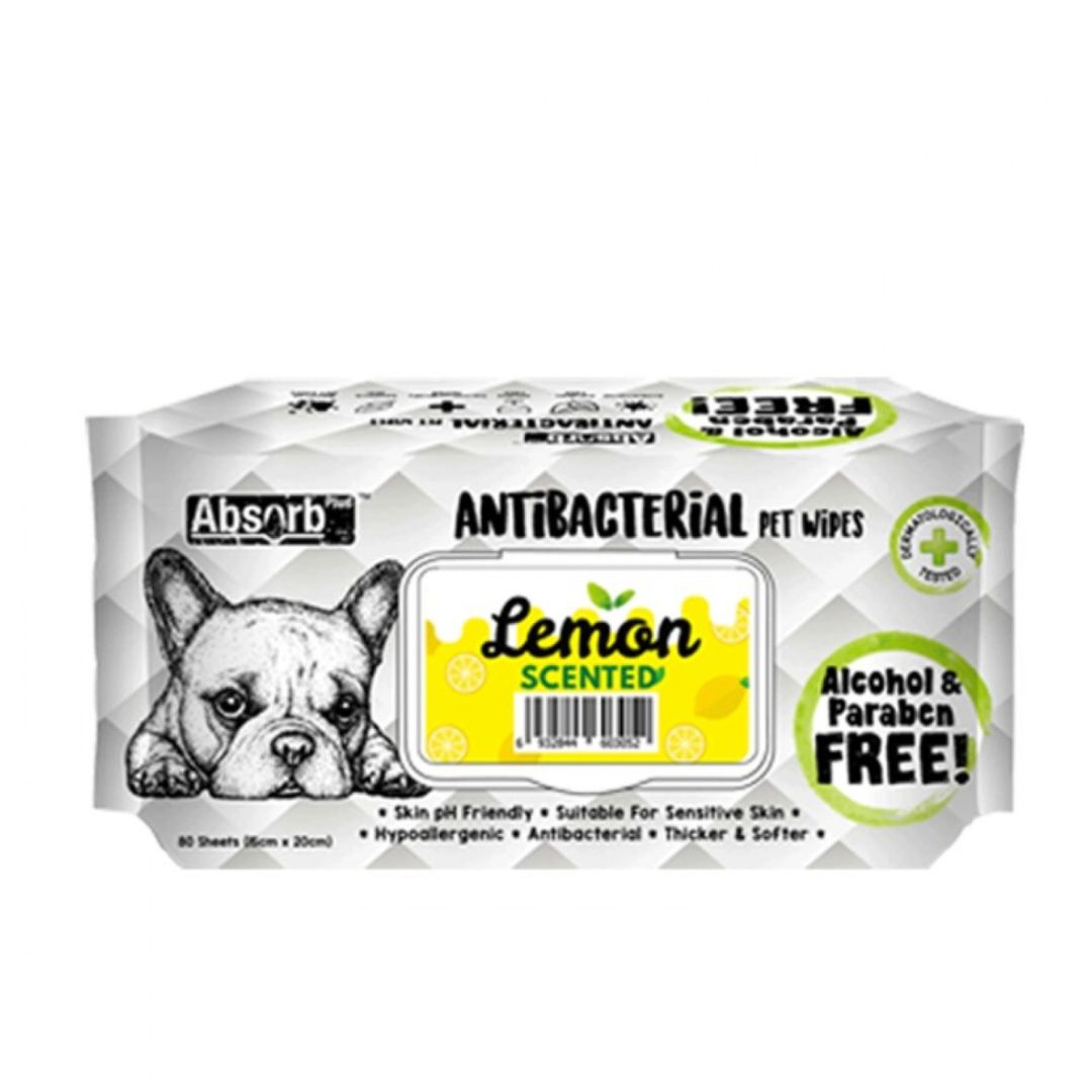 Absorb Plus Antibacterial Pet Wipes 80 Sheets (15cm x 20cm) Lemon image 4