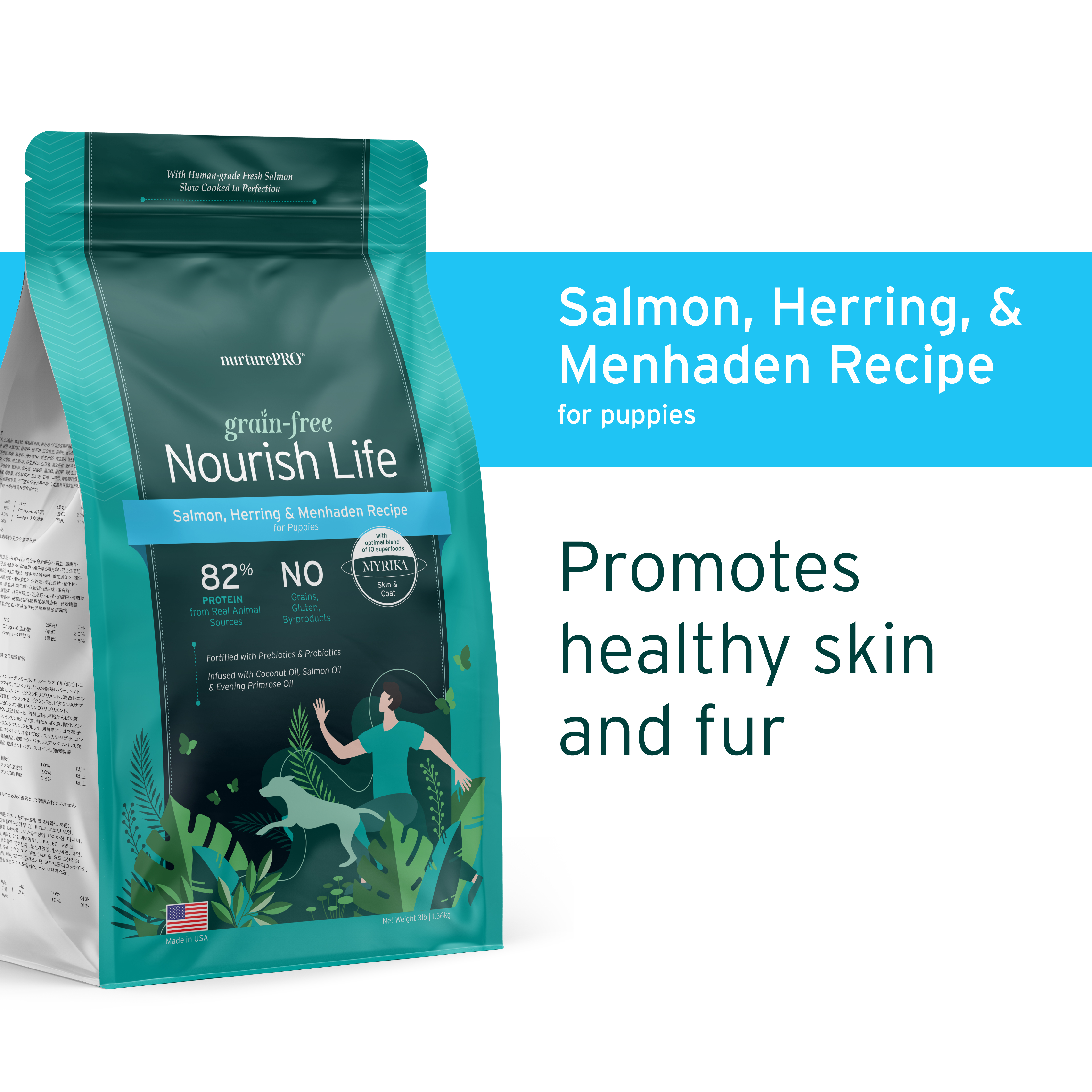 Nurture Pro Dog Nourish Life Grain Free 9.08kg Puppies Dry Dog Food (Salmon, Herring & Menhaden) image 3