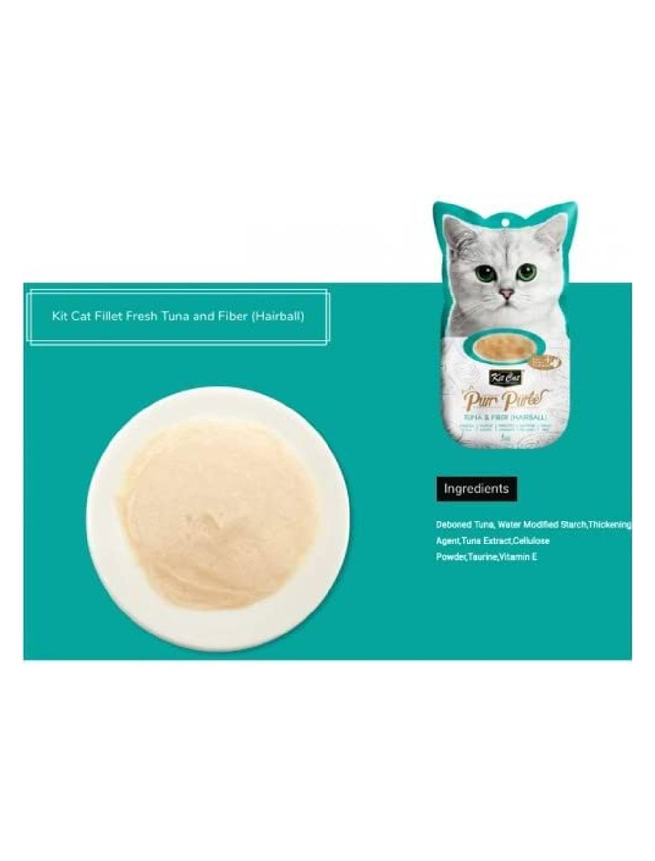 Kit Cat 5x15g Purr Puree Tuna & Fiber (Hairball) Cat Treat (EXP: 06 Feb 2027) image 4