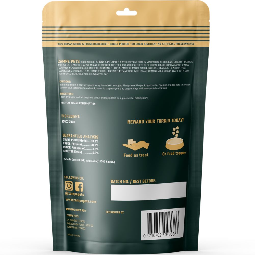 Zampe 80g Freeze Dried Duck Meat Raw Treats for Dogs & Cats image 2