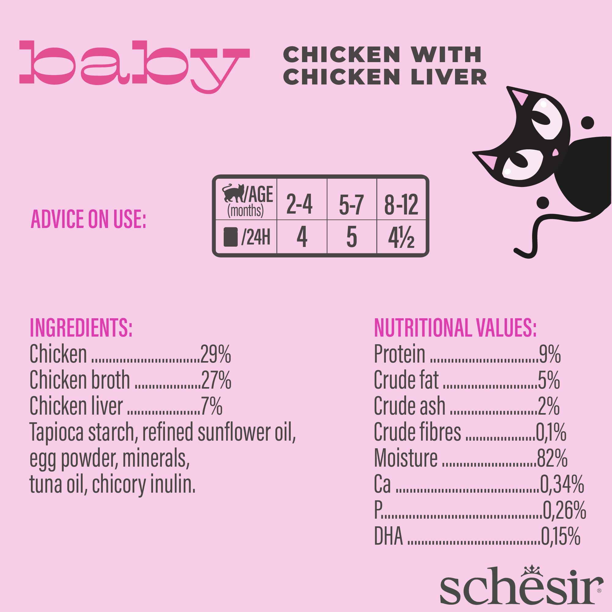 Schesir Cat Baby Velvet Mousse 70g Chicken with Chicken Liver Wet Cat Food image 2