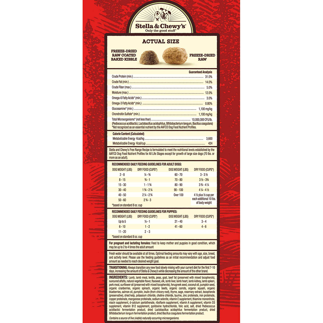 Stella & Chewy's Raw Blend Baked Kibble 22lb (10kg) Goat, Lamb & Elk Dry Dog Food image 2