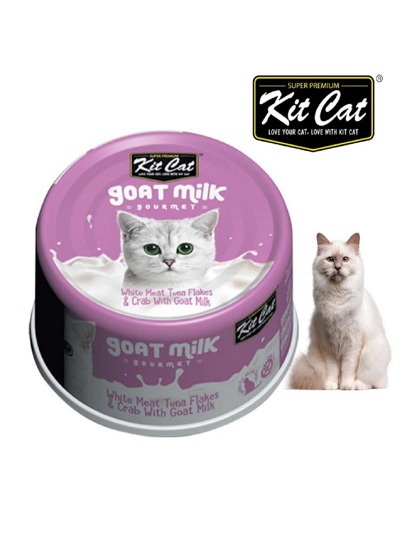 Kit Cat 70g Goat Milk Gourmet White Meat Tuna Flakes & Crab With Goat Milk Wet Cat Food (EXP: 18 Feb 2028) image 5