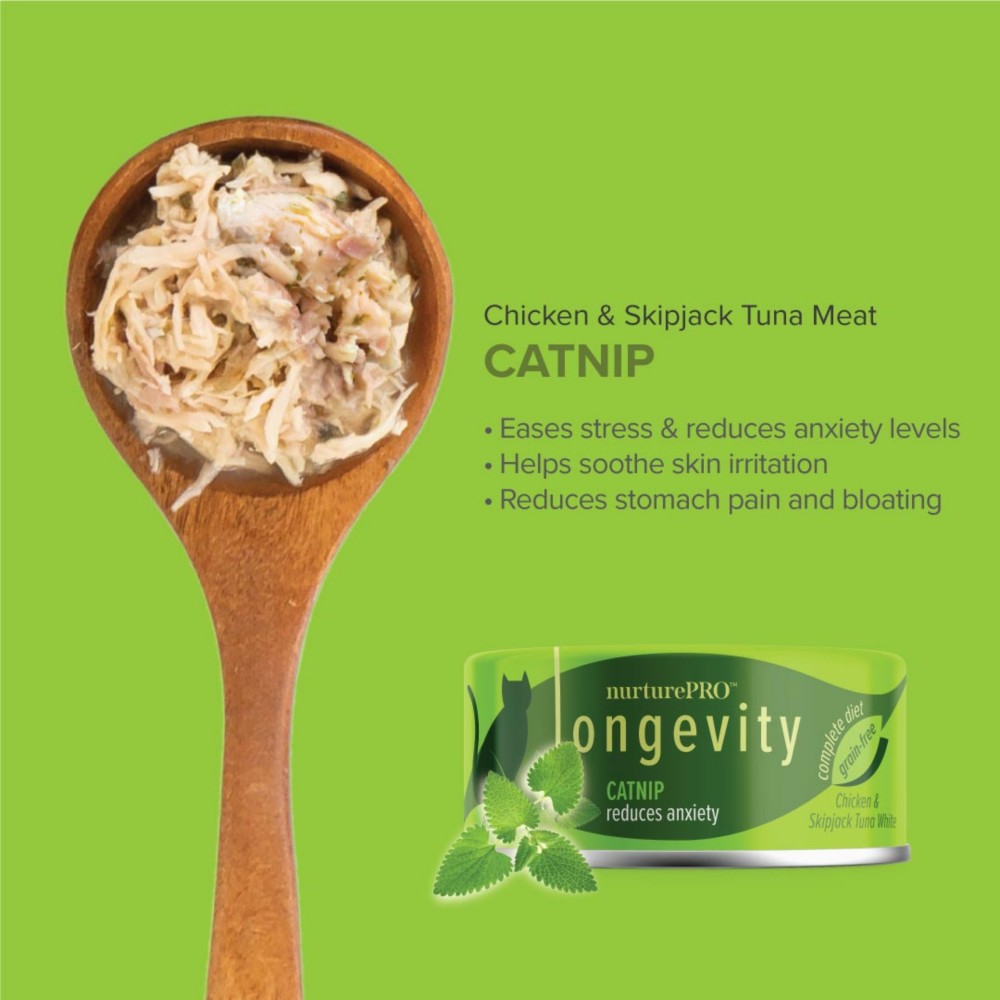 Nurture Pro Longevity 80g Chicken & Skipjack Tuna White Meat with Catnip Canned Cat Food image 2