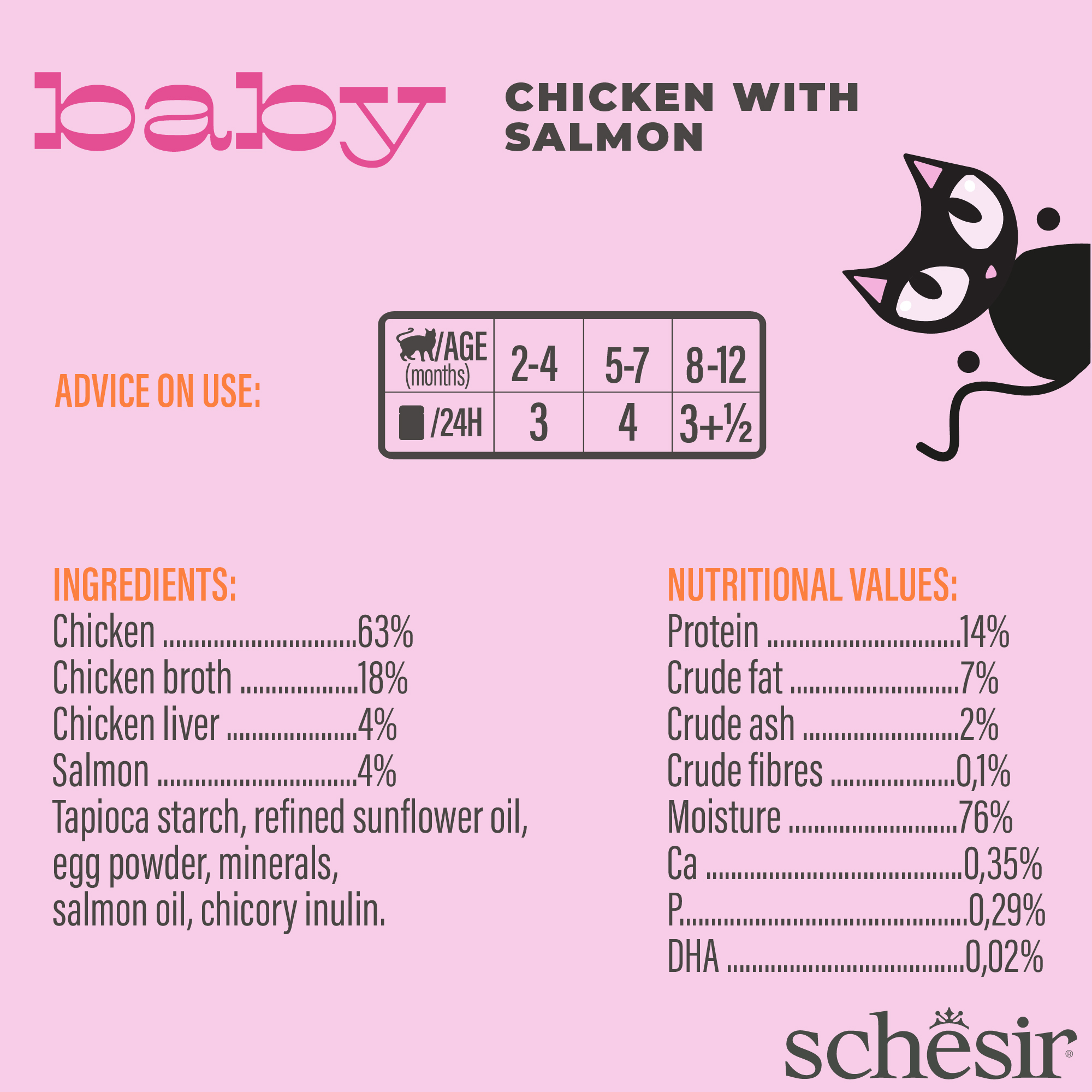 Schesir Cat 70g Baby Wholefood Chicken with Salmon Wet Cat Food image 2