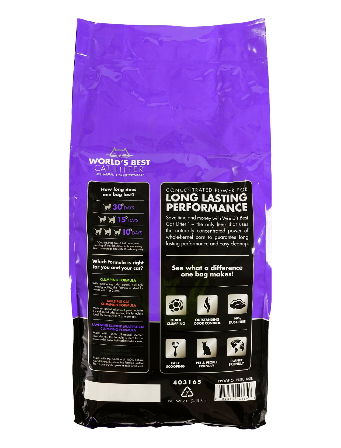 WORLD'S BEST CAT LITTER 7lb/3.18kg Multiple Cat Formula Lavender Scented Cat Litter image 3