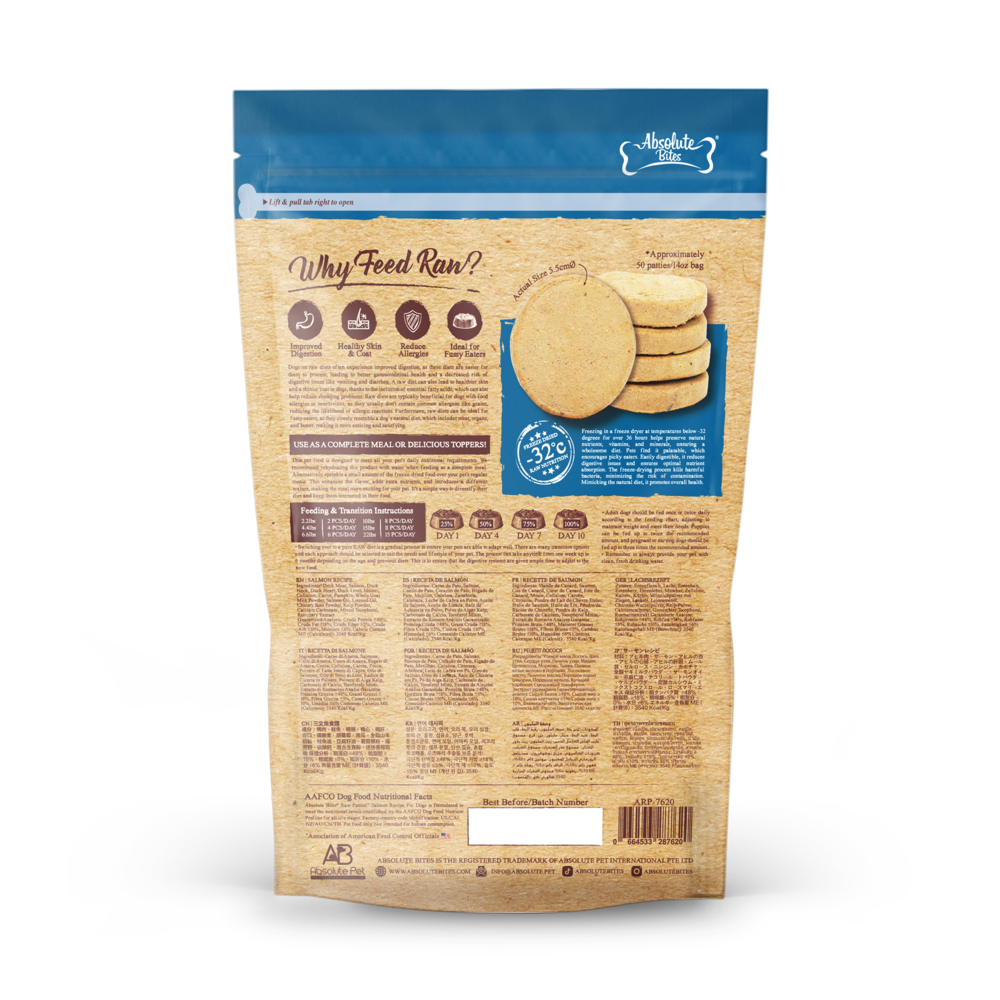 Absolute Bites Dog 14oz Freeze Dried Salmon Recipe Raw Patties Dry Dog Food (EXP: 08 Sep 2026) image 2