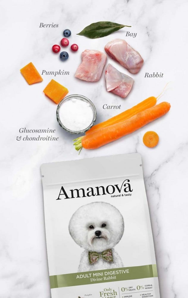 Amanova Dog 2kg Adult Mini Digestive Divine Rabbit Dry Dog Food image 4
