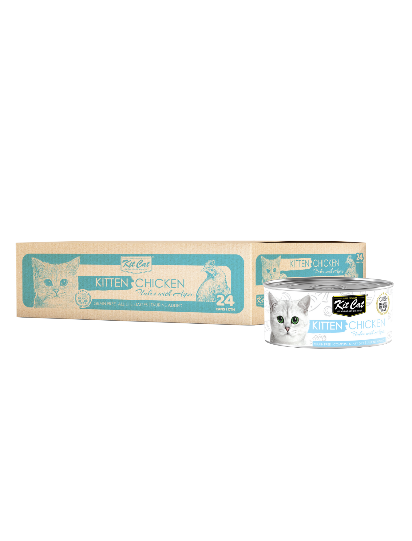 Kit Cat 80g Deboned Toppers Canned Kitten Chicken Flakes with Aspic Wet Cat Food (EXP: 23 Nov 2027) image 3