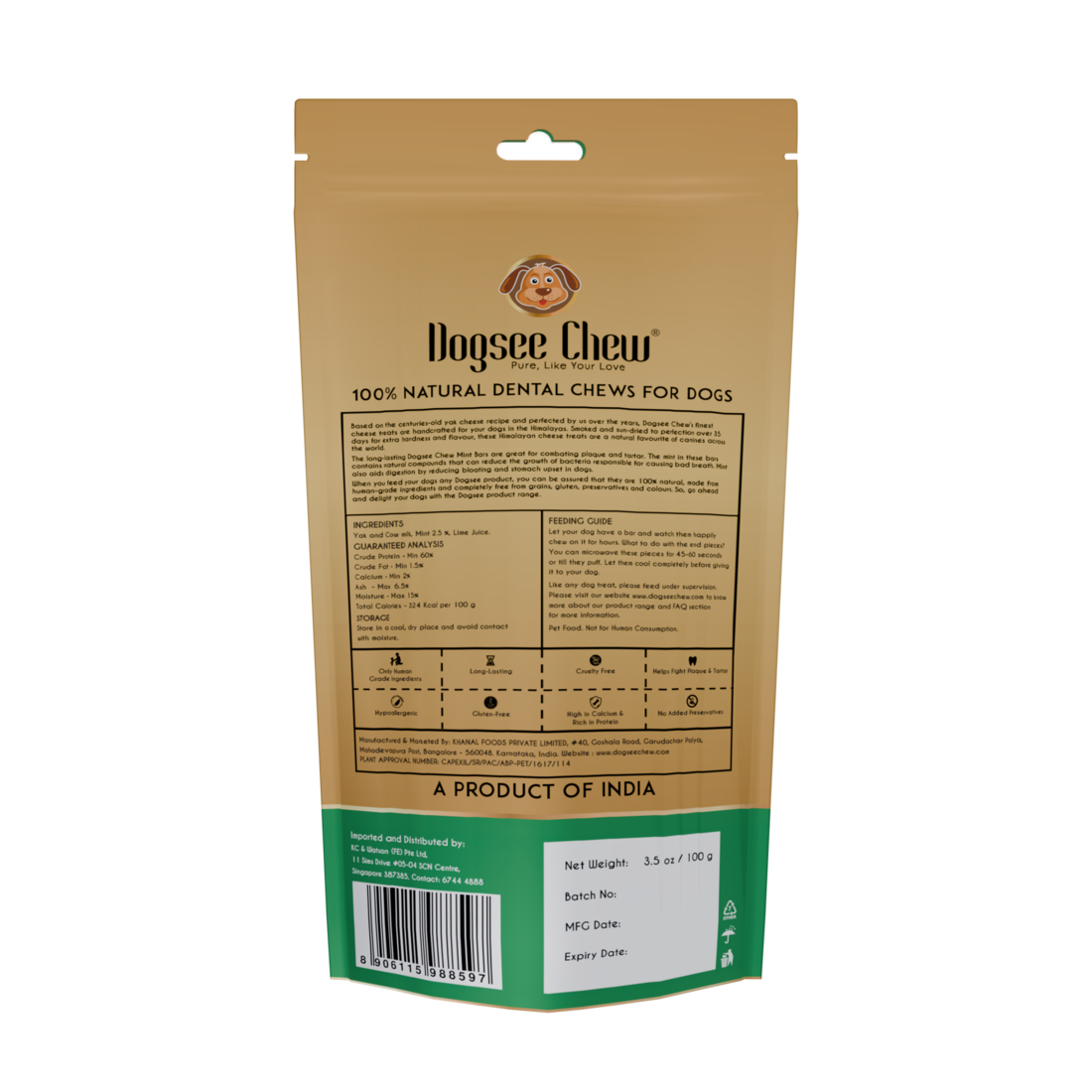 Dogsee Chew Dog 100g Mint Medium Bars Dog Treat image 2