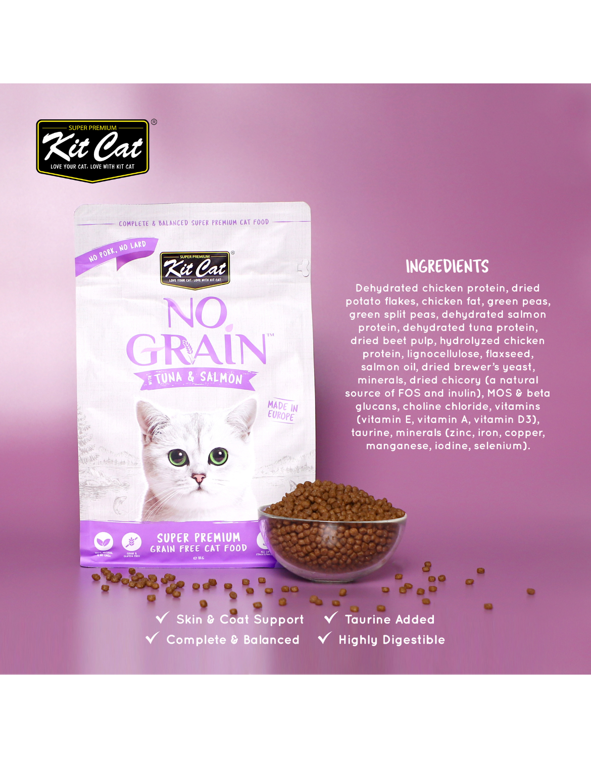 Kit Cat 10kg No Grain Tuna & Salmon Dry Cat Food (EXP: 20 Jun 2027) image 3