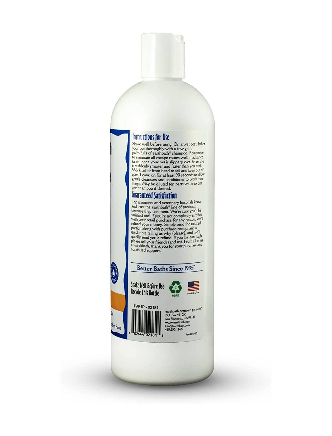 Earthbath 16oz Oatmeal & Aloe Fragrance Free Pet Shampoo (472ml) image 3