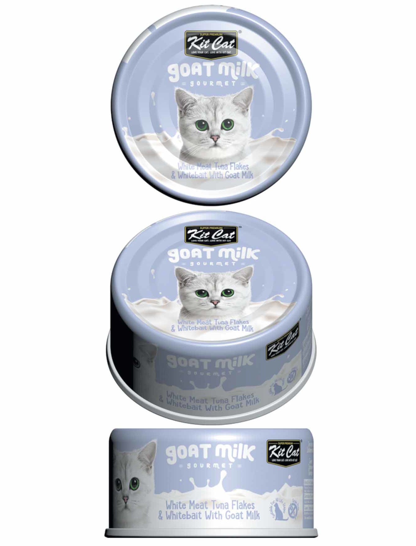 Kit Cat 70g Goat Milk Gourmet White Meat Tuna Flakes & Whitebait With Goat Milk Wet Cat Food (EXP: 05 Nov 2027) image 2