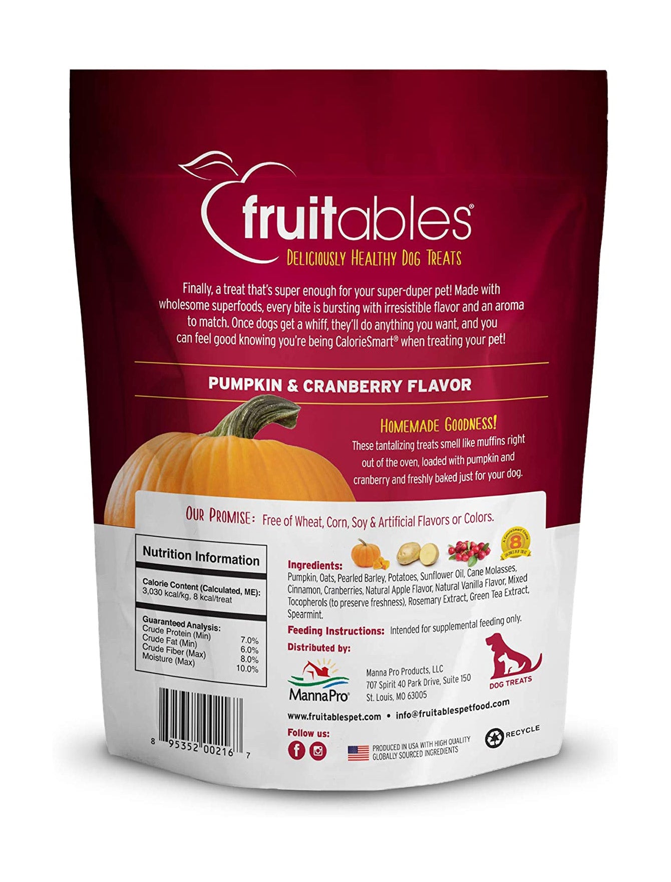 Fruitables Dog 7oz Pumpkin & Cranberry Dog Treats image 2