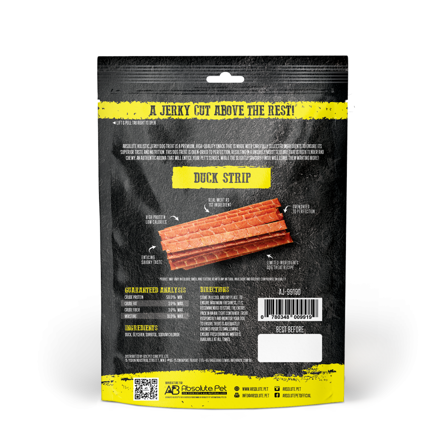 Absolute Holistic Dog 100g Jerky Duck Strip Dog Treat (EXP: 15 Dec 2026) image 2