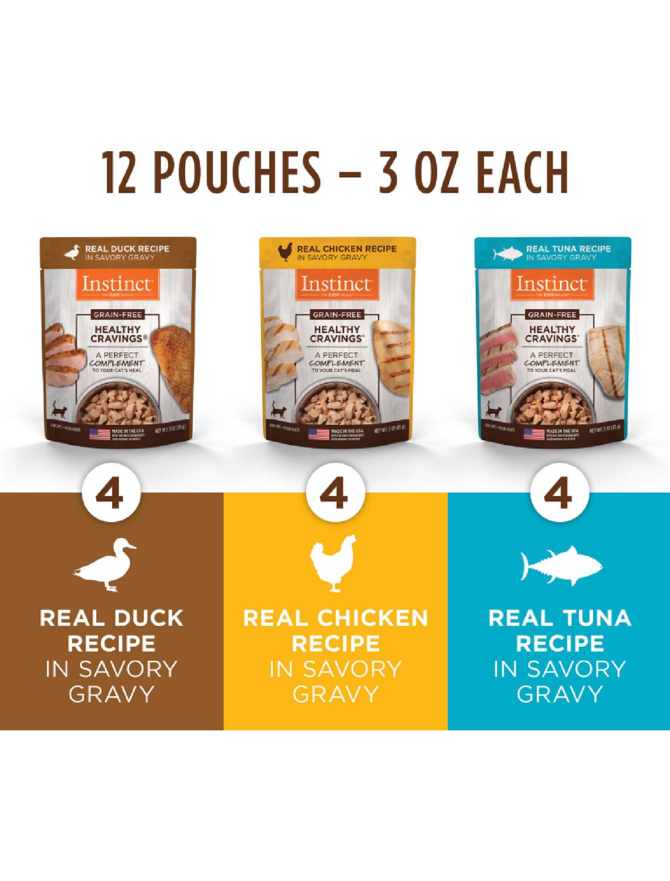 Instinct Healthy Cravings Pouch Cat 3oz x 12 Variety Pack Wet Cat Food Topper image 2