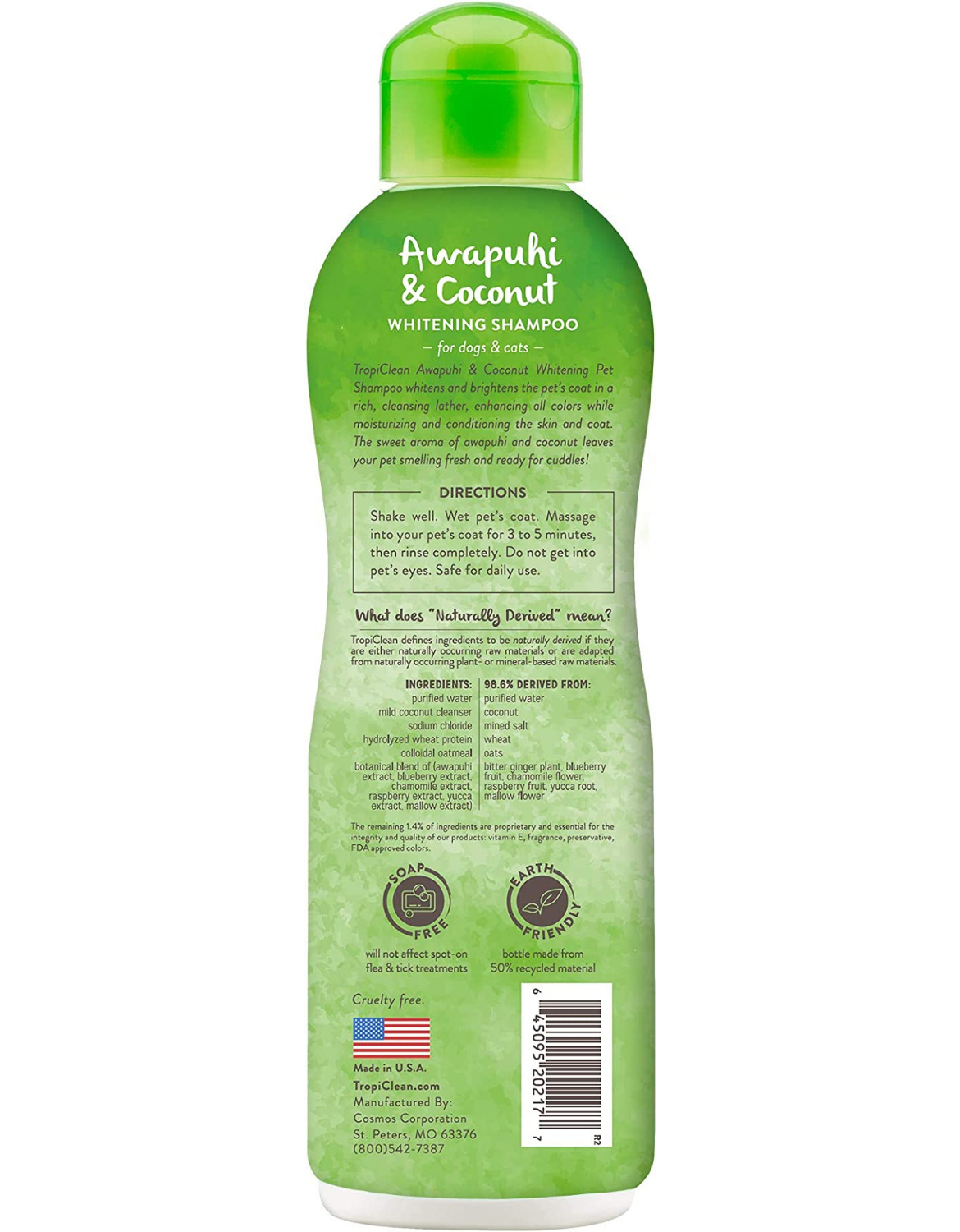 Tropiclean Whitening Pet Shampoo 355ml Awapuhi & Coconut image 2