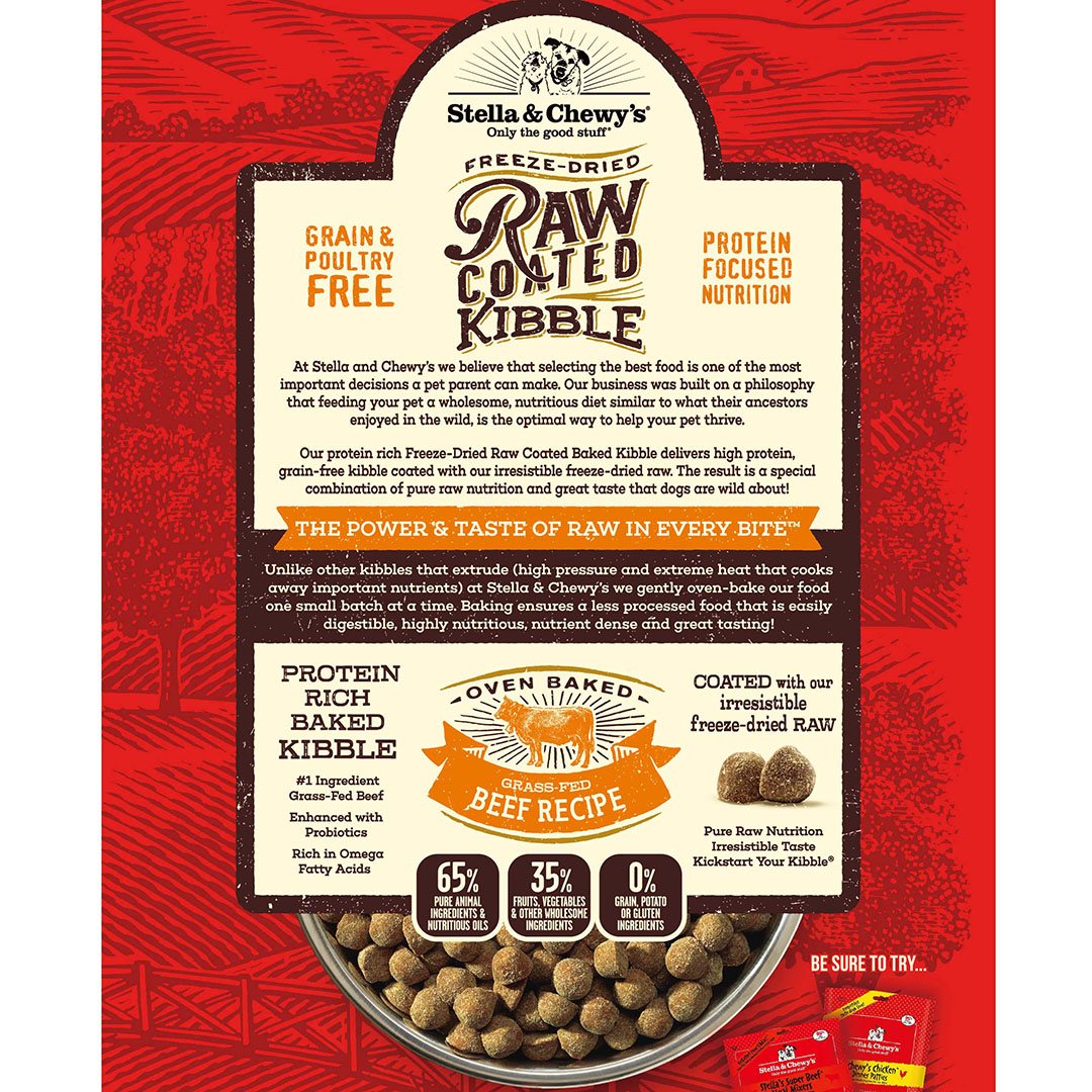 Stella & Chewy's Raw Coated Kibble 22lb (10kg) Beef Dry Dog Food image 3