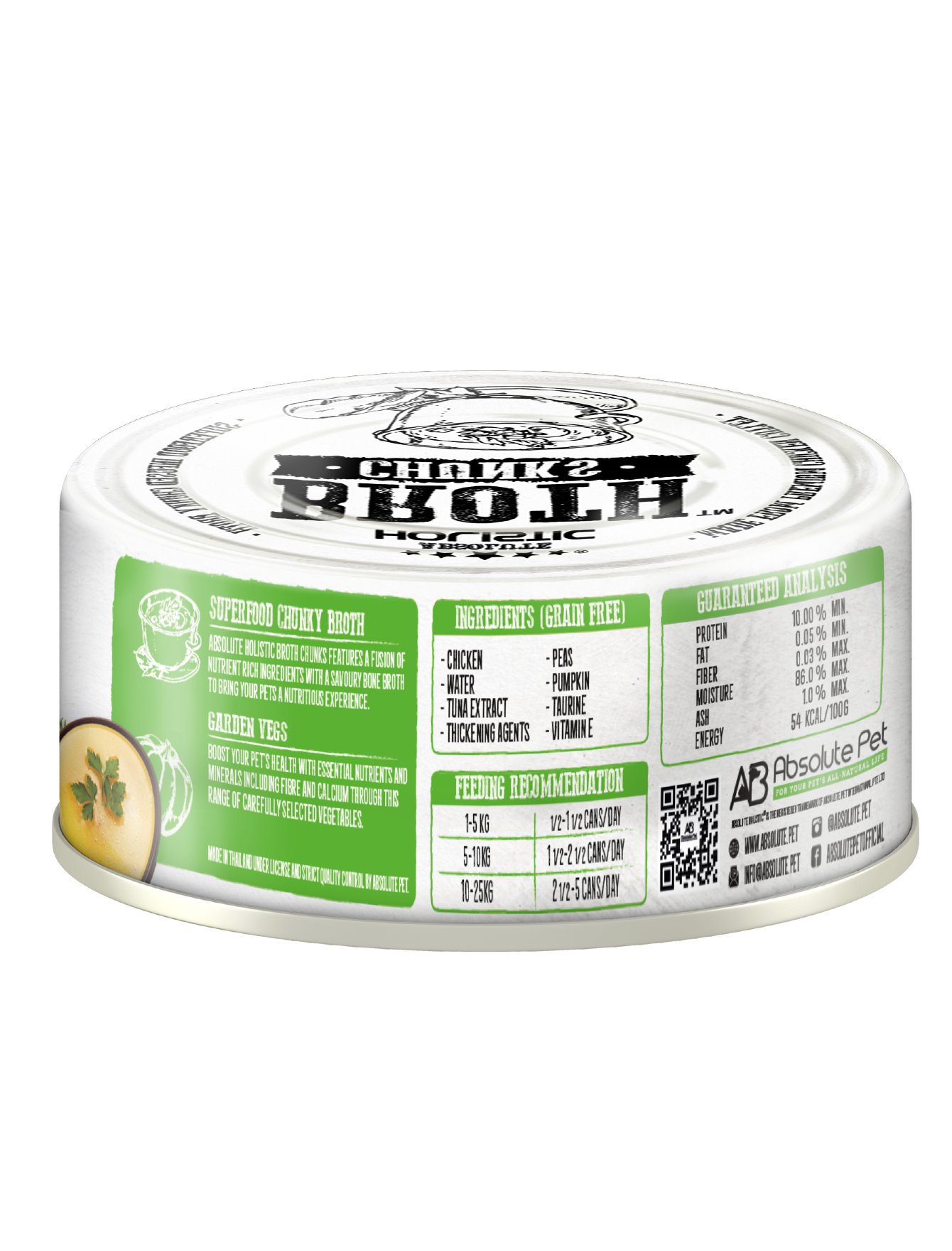 Absolute Holistic Broth Chunks Chicken Cutlets & Garden Vegs Wet Cat & Dog Food 80G image 2