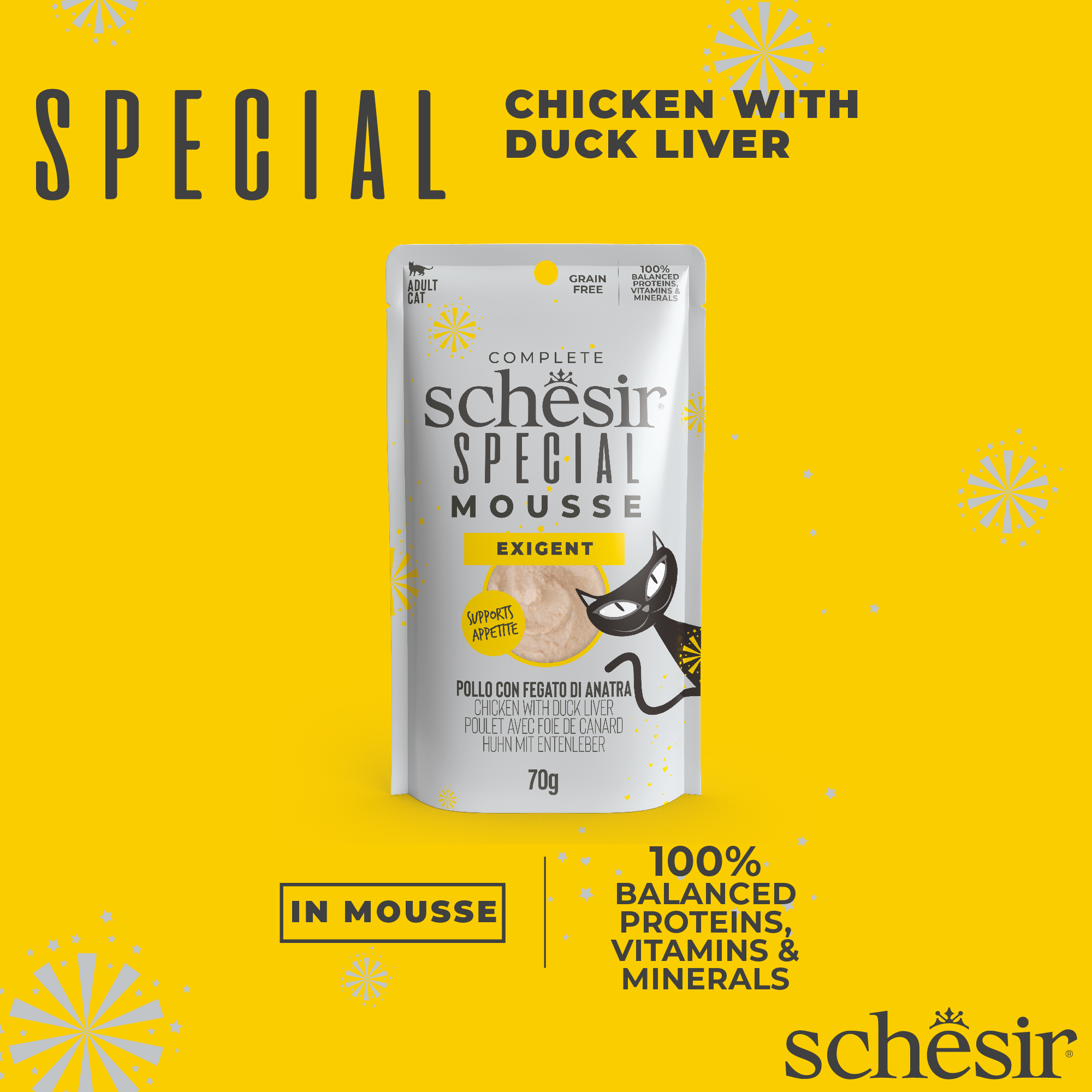 Schesir Cat Special Mousse 70g Exigent Chicken with Duck Liver Pouch Wet Cat Food image 4