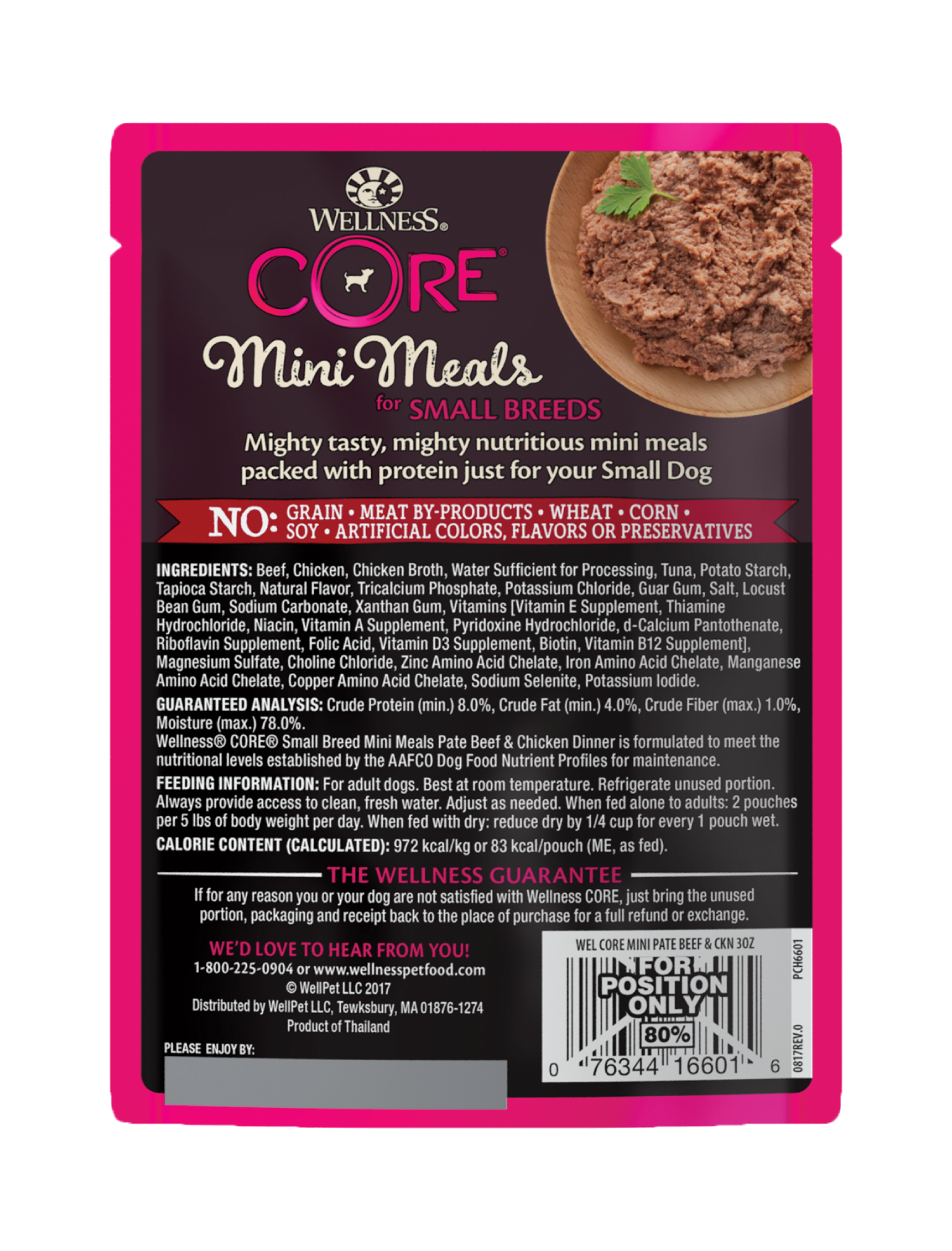 Wellness CORE Small Breed Mini Meals - Pate Beef & Chicken Wet Dog Food 85g image 2