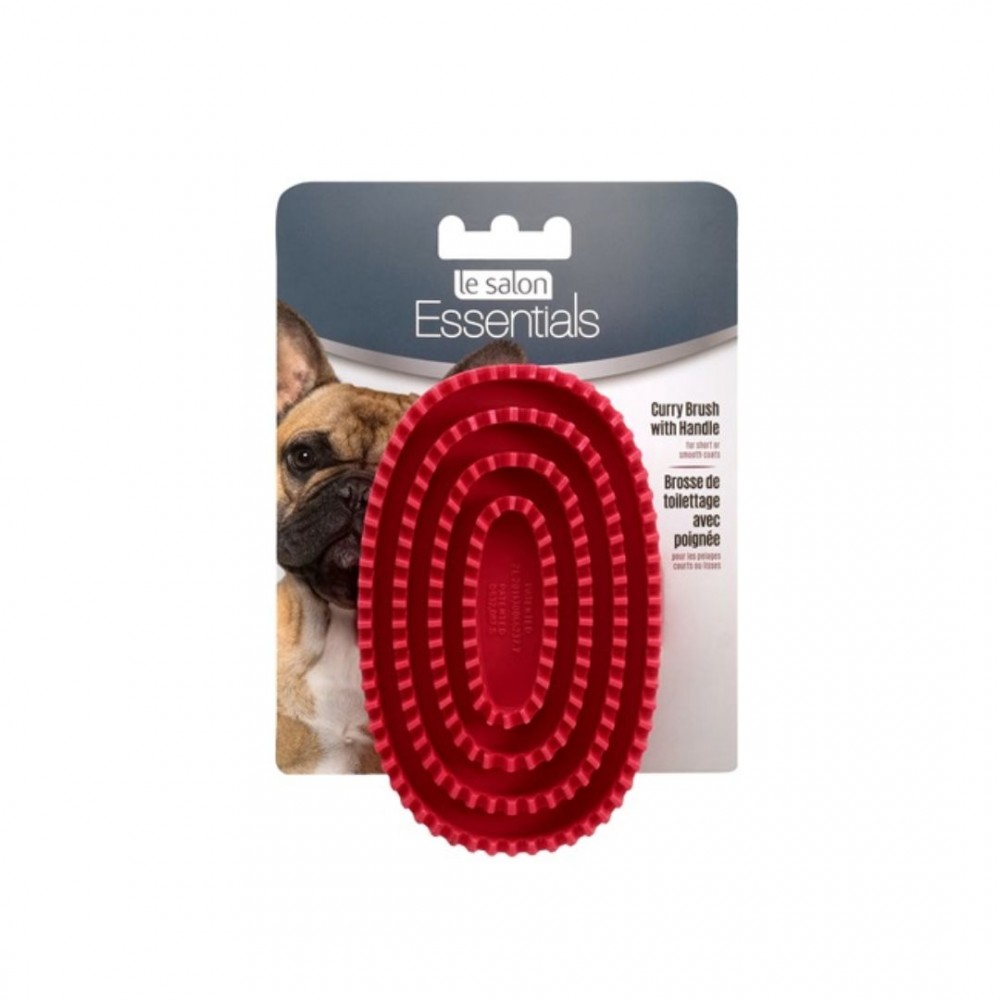 Le Salon Essential Dog Rubber Curry Grooming Brush With Loop Handle image 2
