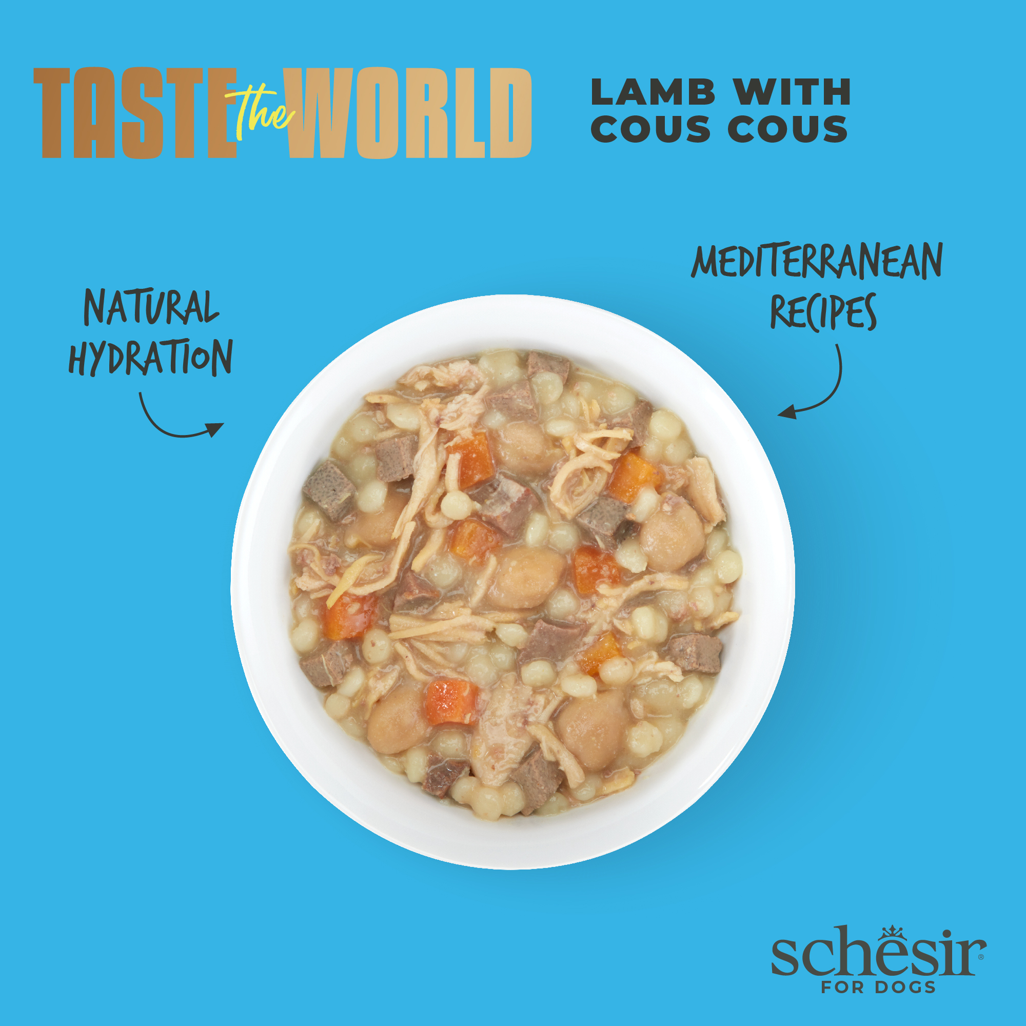 Schesir Dog Taste the World Canned 150g Lamb with Cous Cous in Broth Wet Dog Food image 3