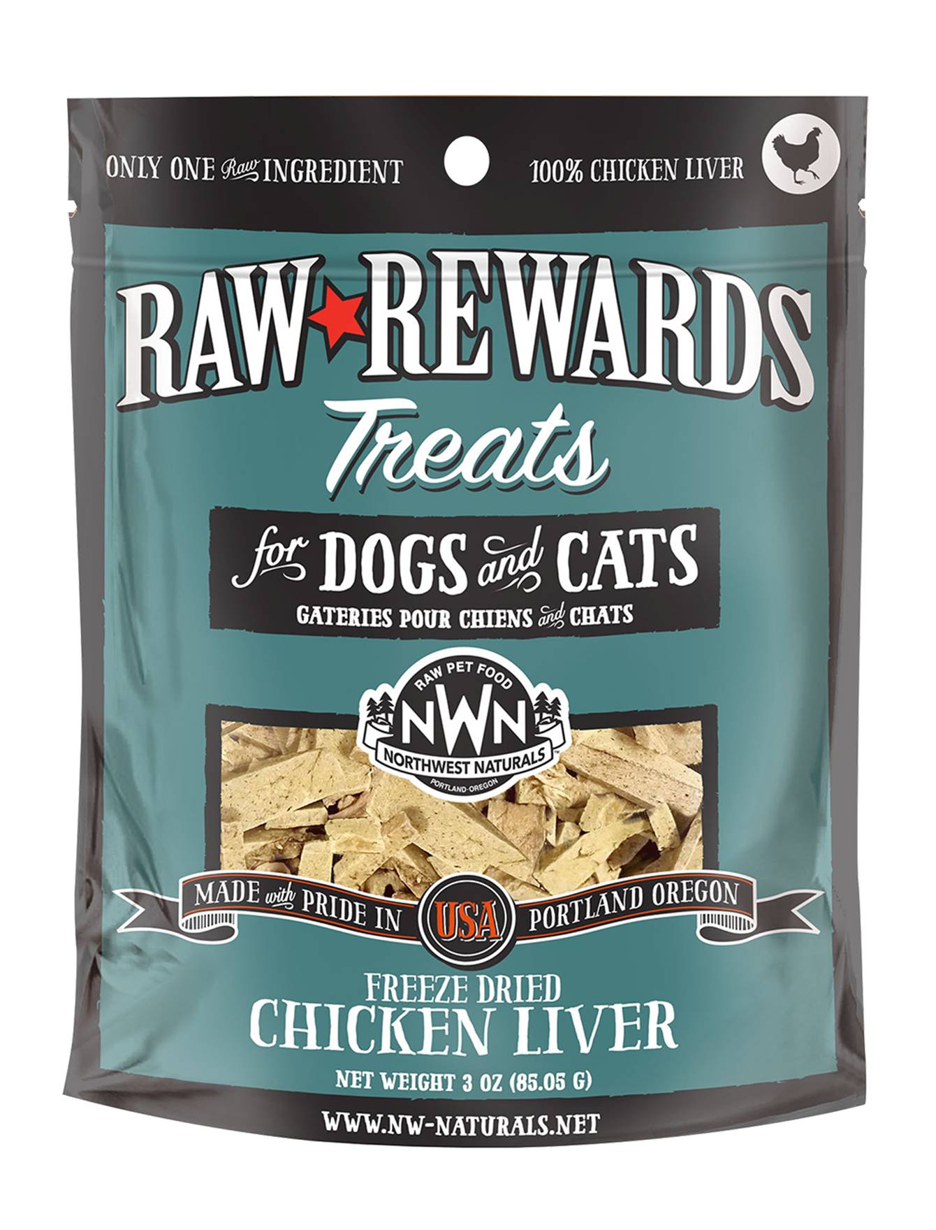 Northwest Naturals Raw Rewards 3oz Freeze Dried Chicken Liver Treats for Dogs & Cats image 2