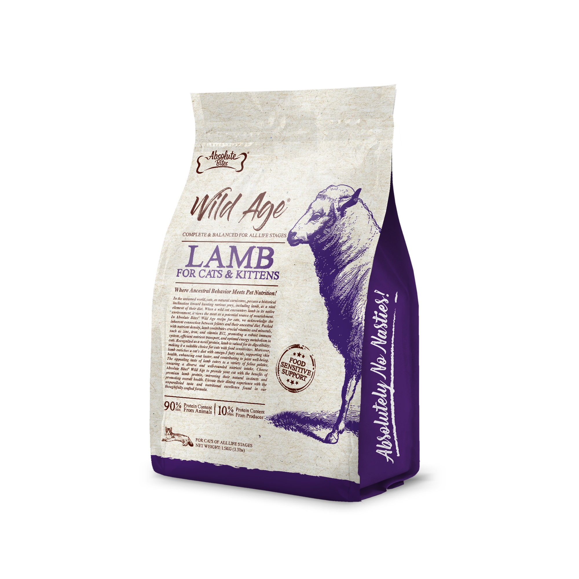 Absolute Bites Cat Wild Age 5.44kg Lamb Dry Cat Food image 3