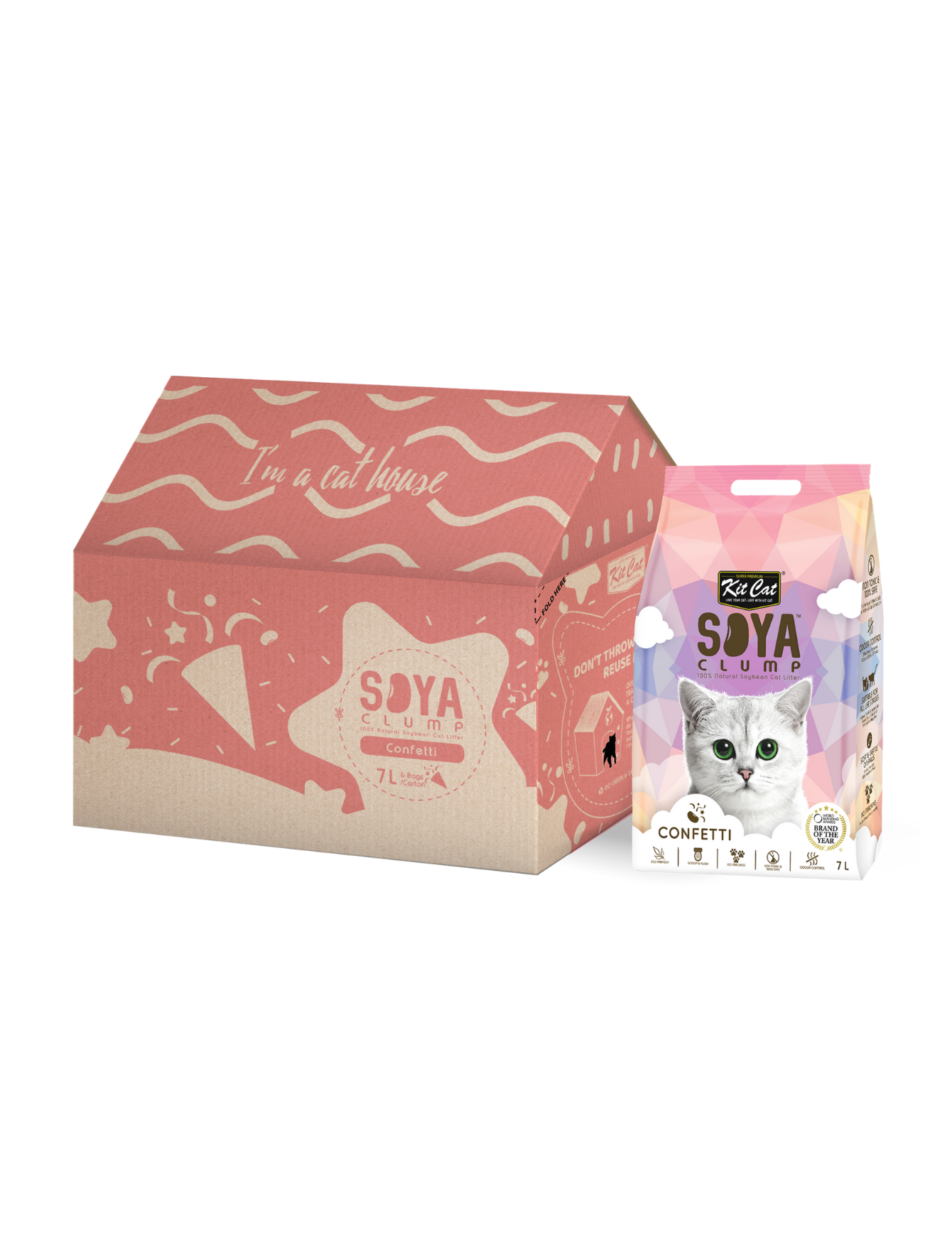 Kit Cat 7L Soya Clump Confetti Cat Litter image 5