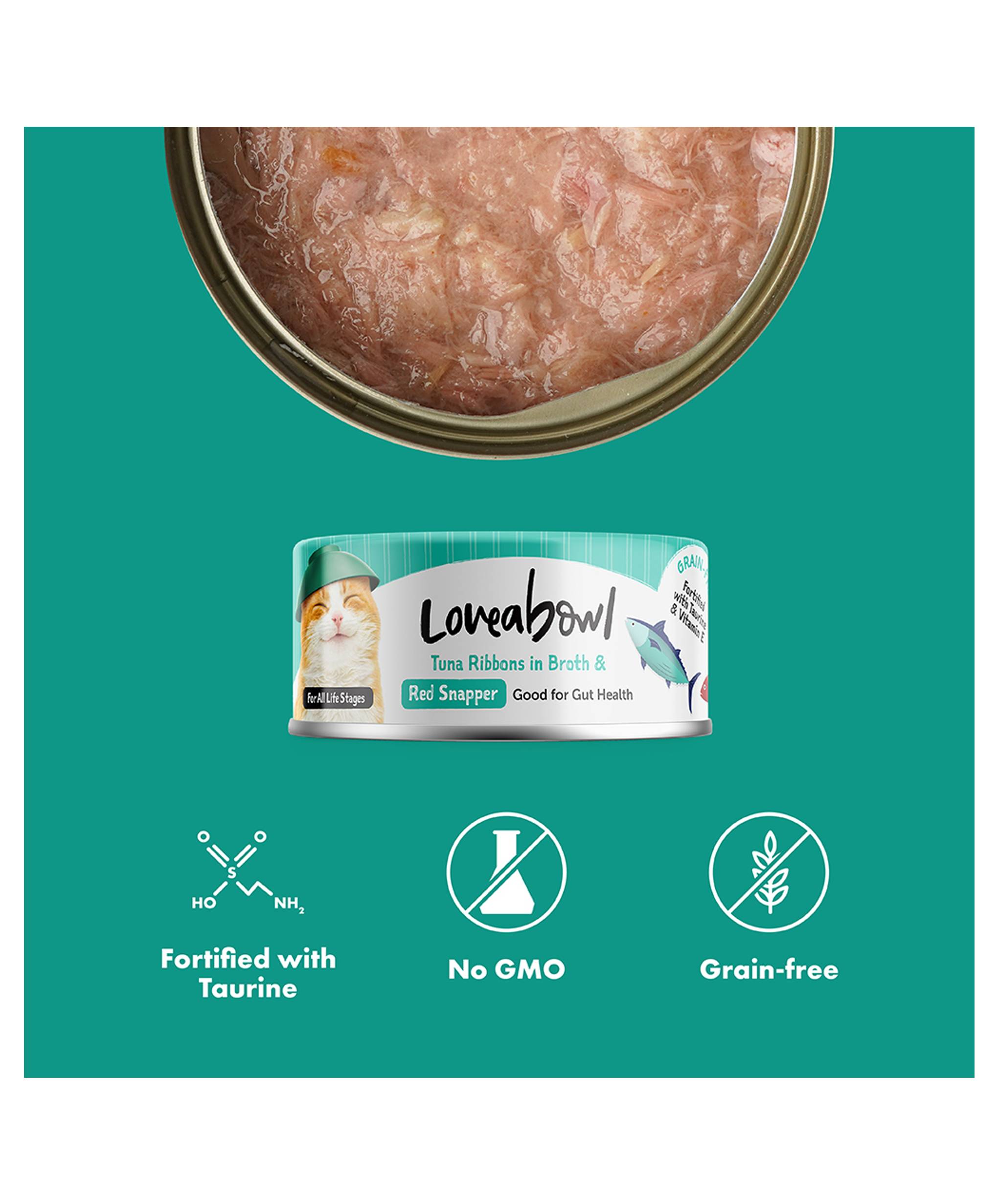 Loveabowl Cat 70g Tuna Ribbons in Broth with Red Snapper Cat Wet Canned Food (EXP: 03 Dec 2027) image 2